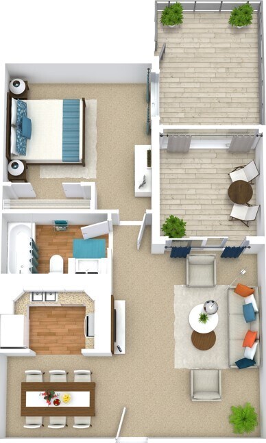 1x1 730sf Reno 1027 floor plan